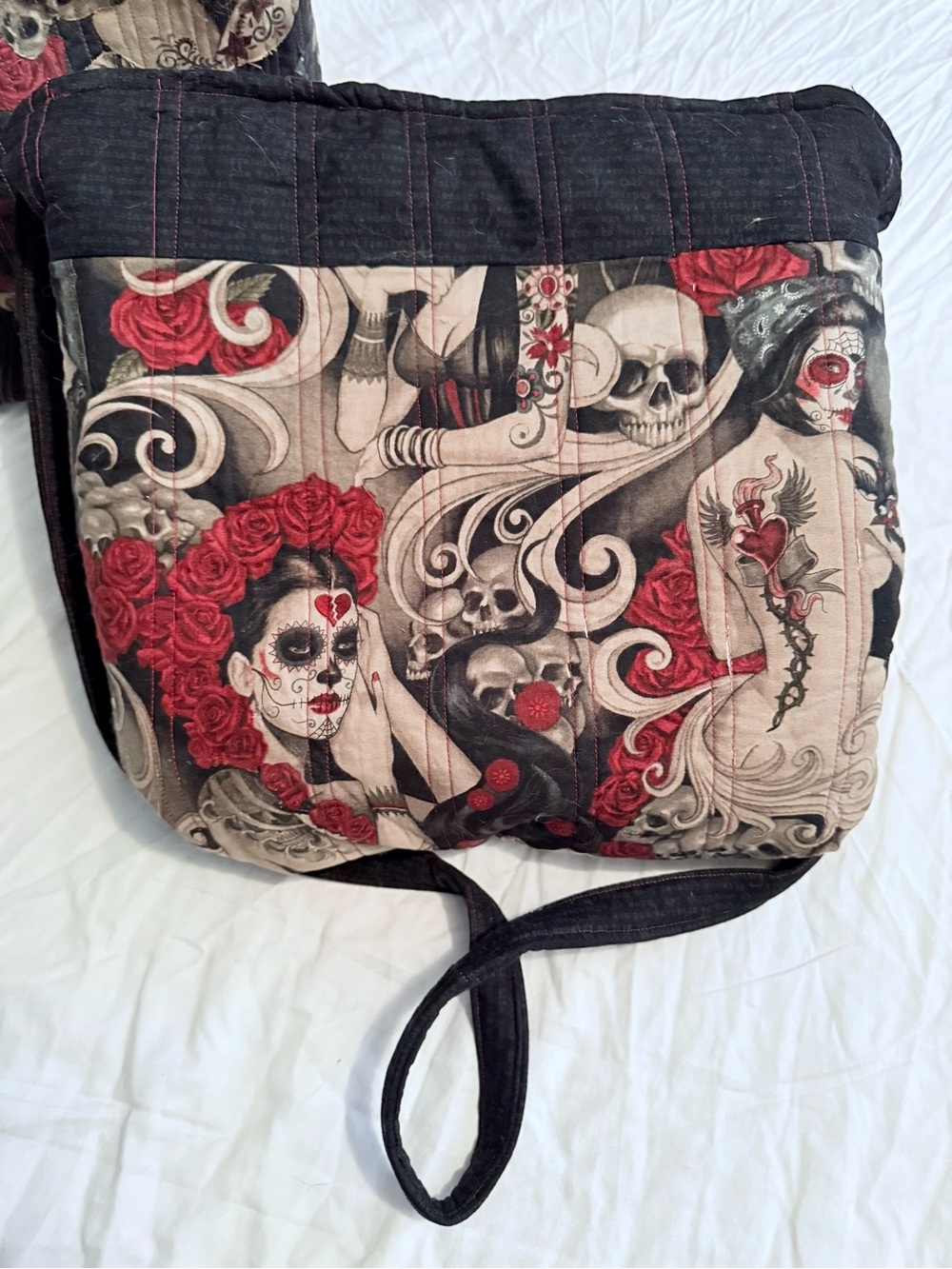 Red & Black Gothic Day of the Dead Crossbody Bag